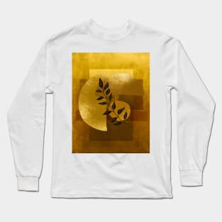 Botanical Modern Art In Gold Long Sleeve T-Shirt